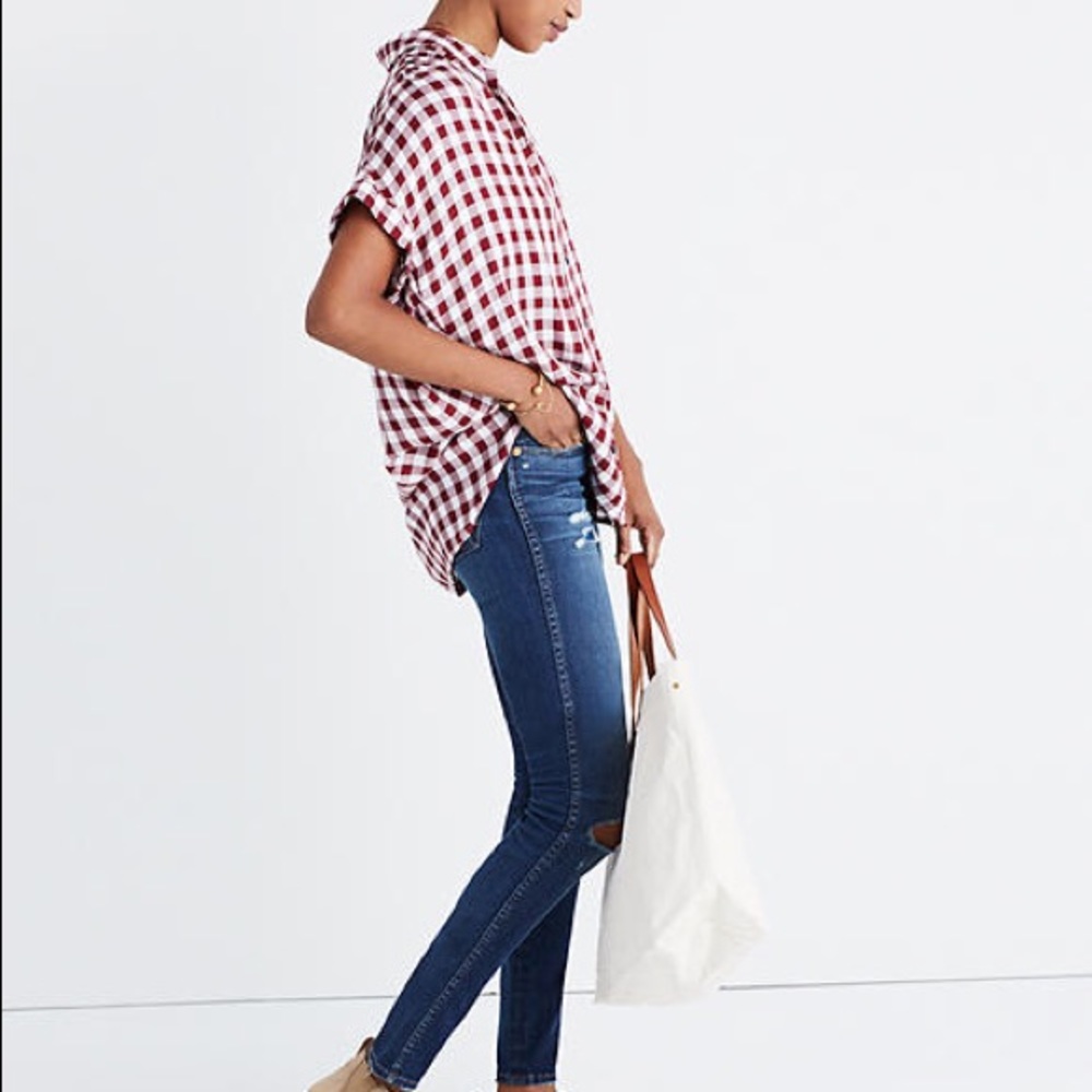 NWOT Madewell center shirt gingham check XS g2601